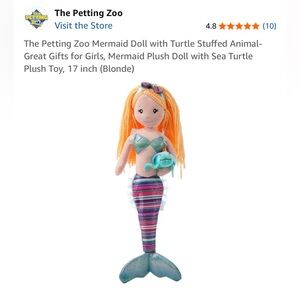 The Petting Zoo Mermaid Doll Plush Blonde Hair Toy With Pet Multicolor